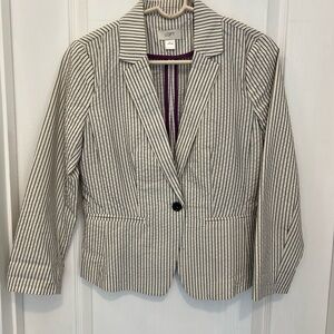 LOFT Women's Pinstripe Blazer - Black and White